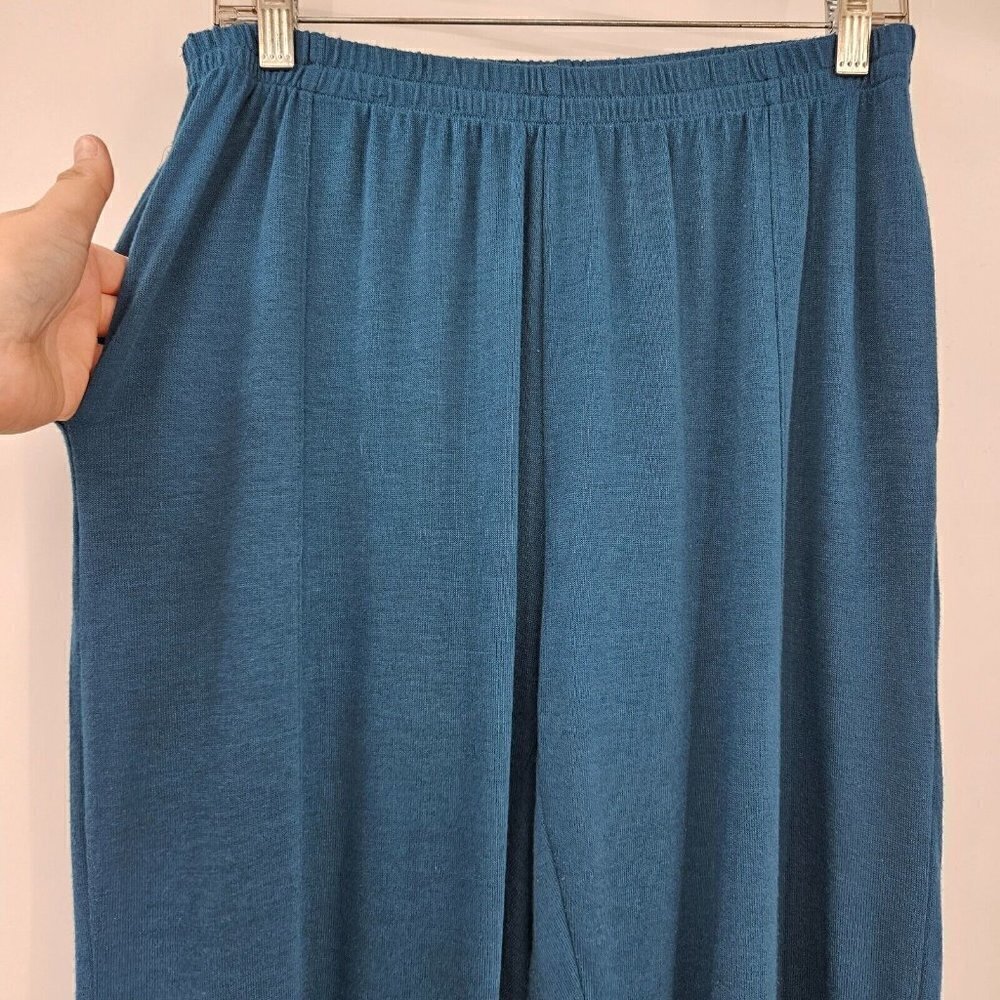 Focus Casual Life Straight Leg Knit Pant Blue Women’s Size L Lounge Wear Relaxed - Picture 3 of 11